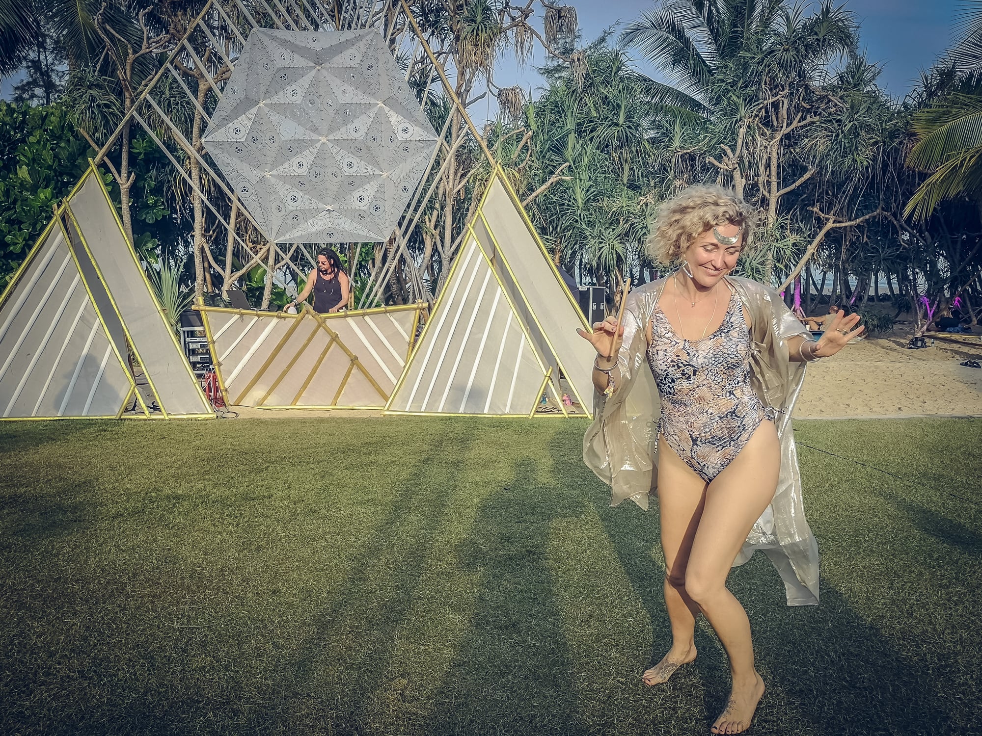 Guinevere of Wild Sirenda dancing at sunrise