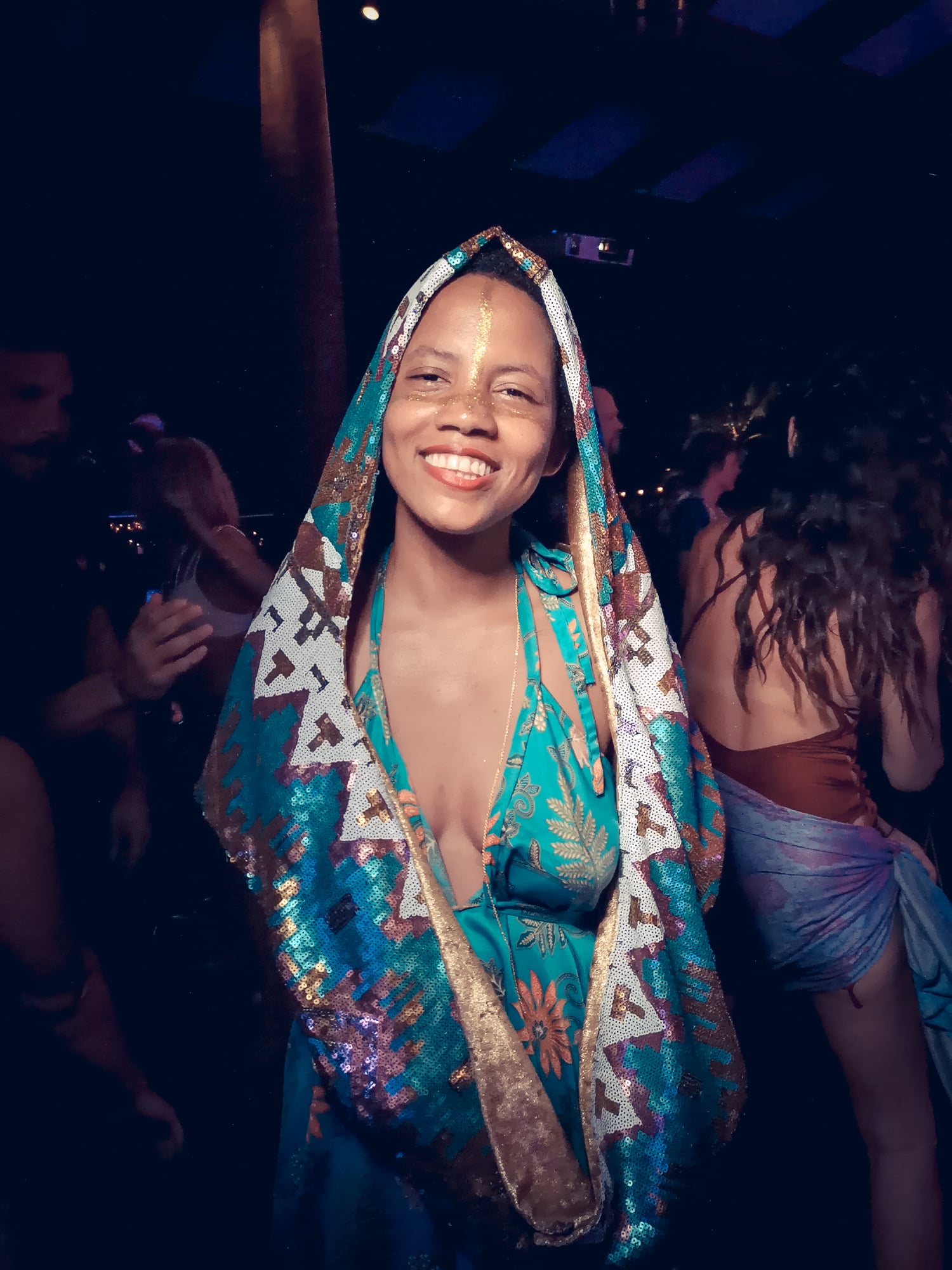 Samantha in her Tribal Warrior hood