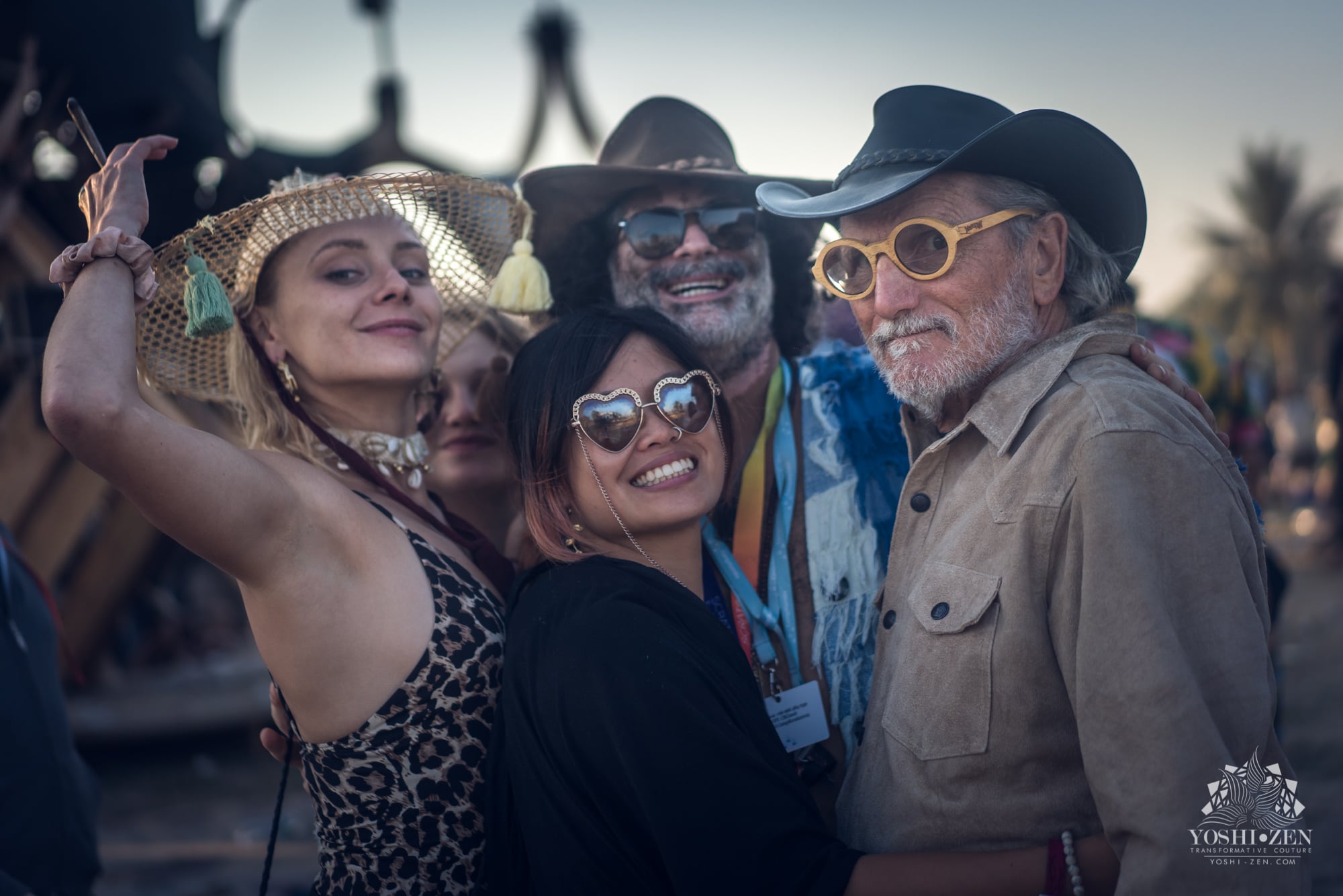 Geometric art installation illuminated at night