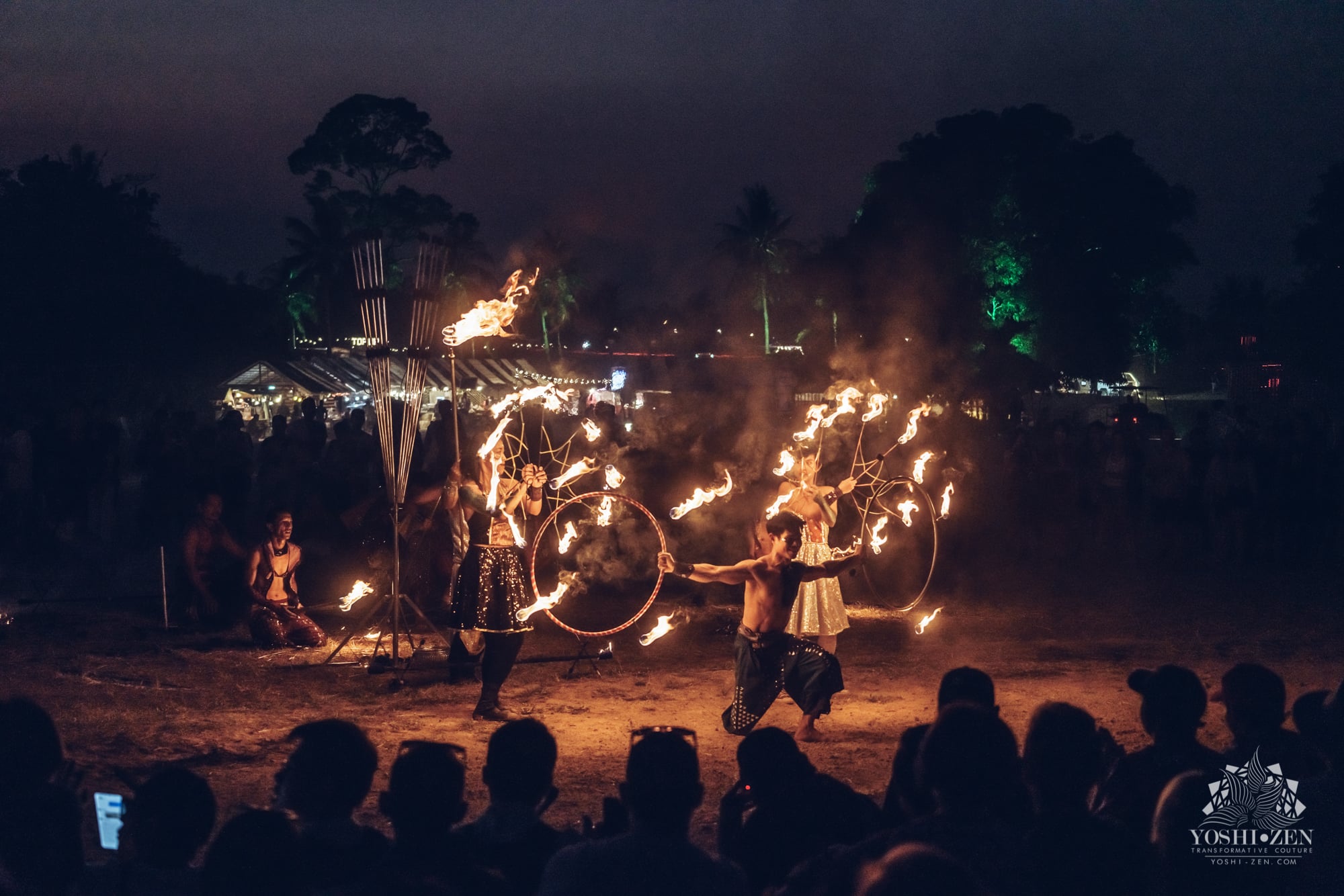 Fire performance lighting up the night sky
