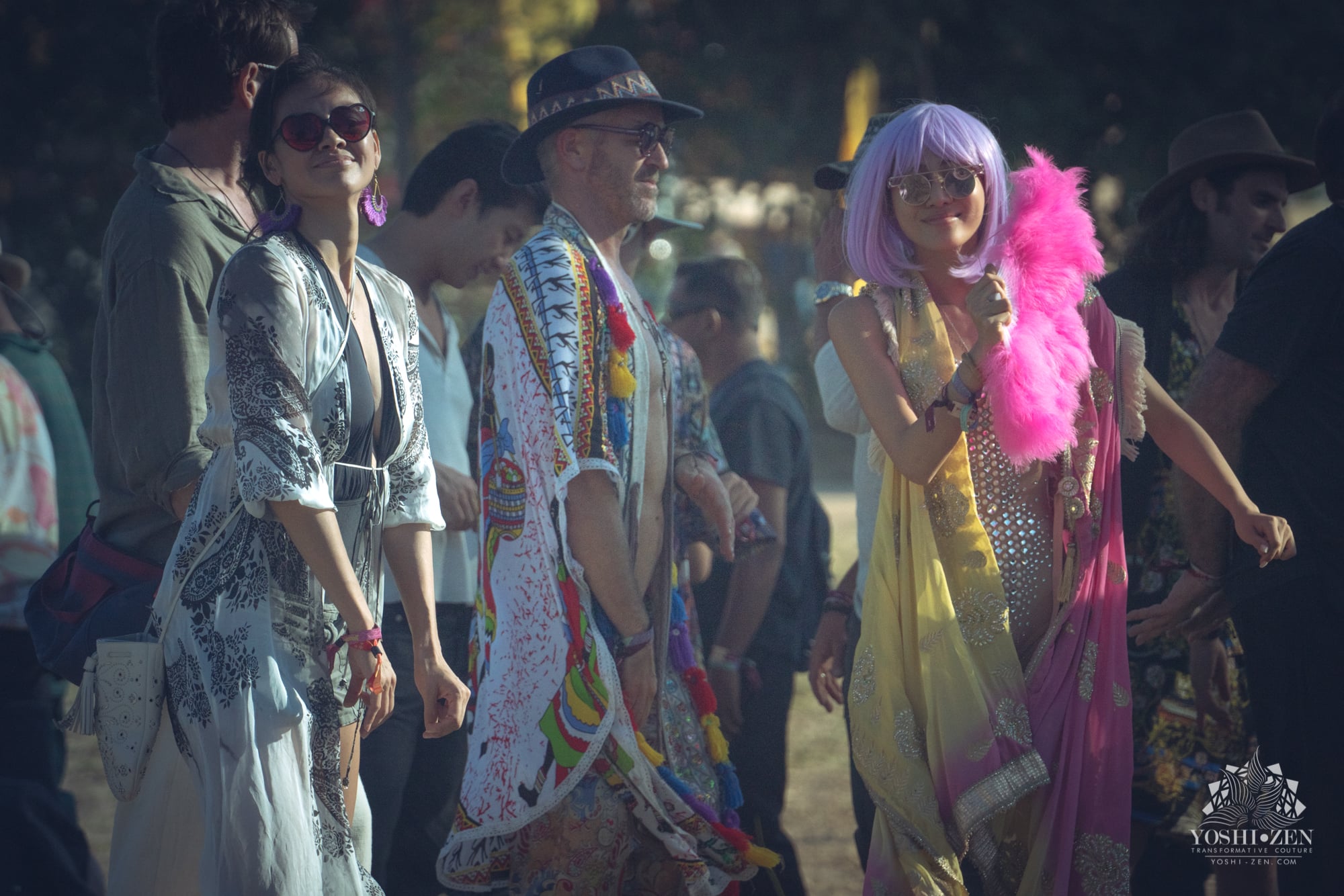 Joyful dancers at sunrise at Solar Stage