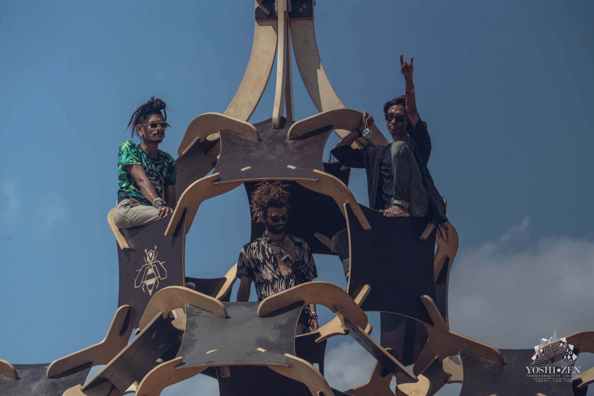 Beautifully lit pathways connecting festival stages