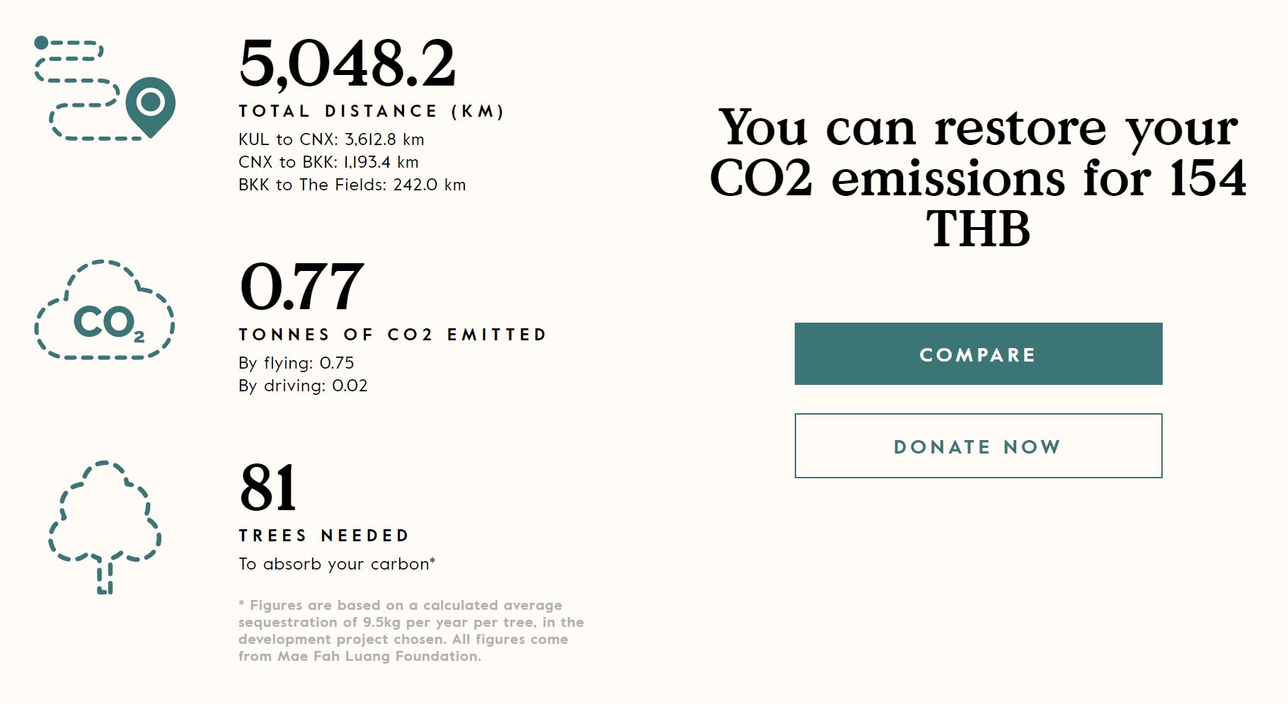 Wonderfruit carbon emissions calculator infographic