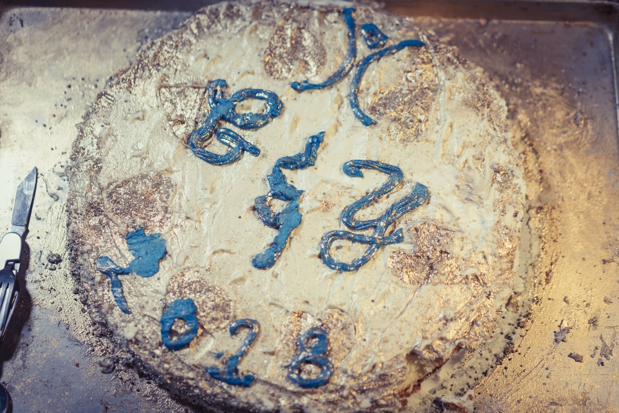 The finished wedding cake at Black Rock City Bakery