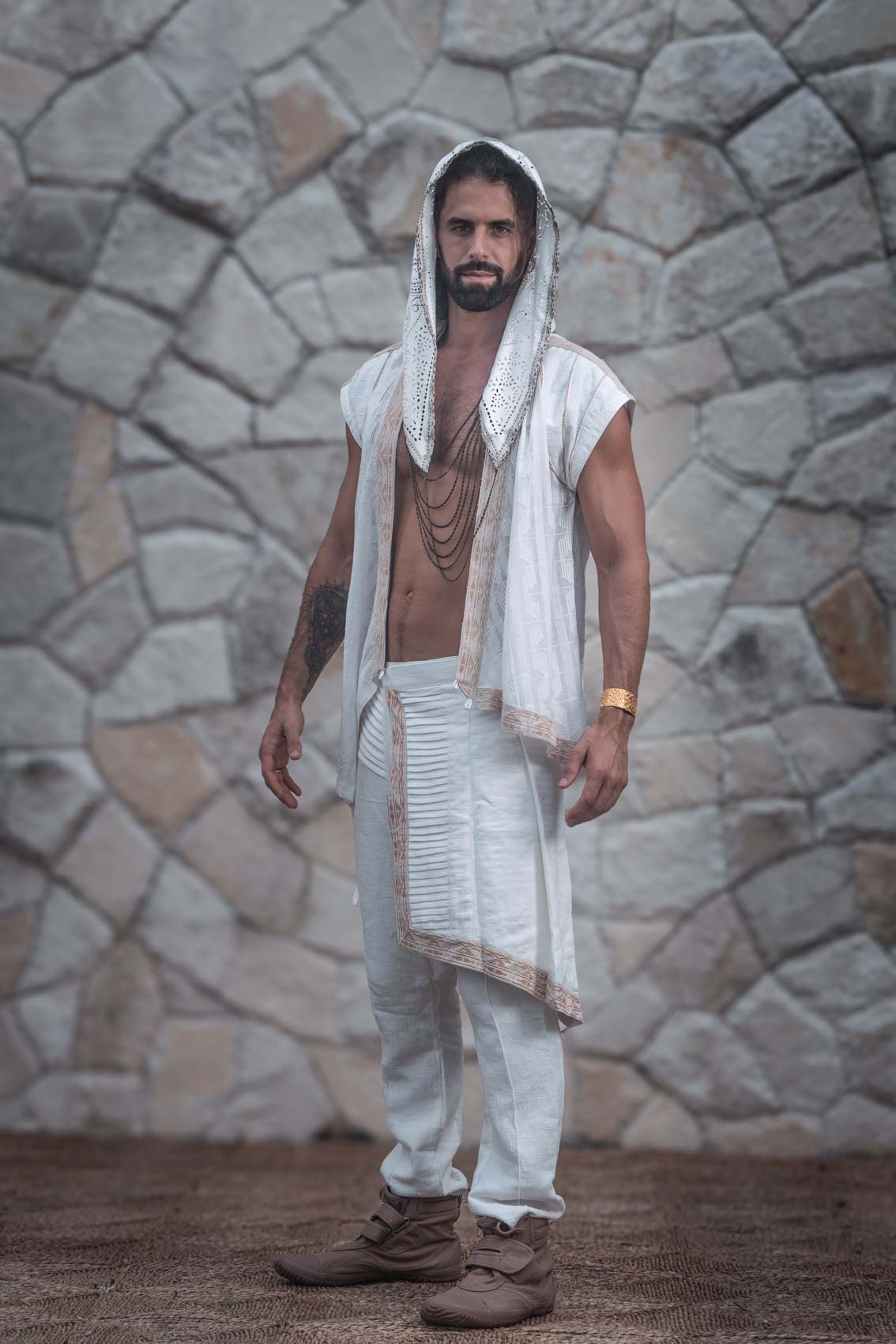 Arrakis Pant + Cosmic Druid Hood + Zhenyao Wrap Shirt — main view